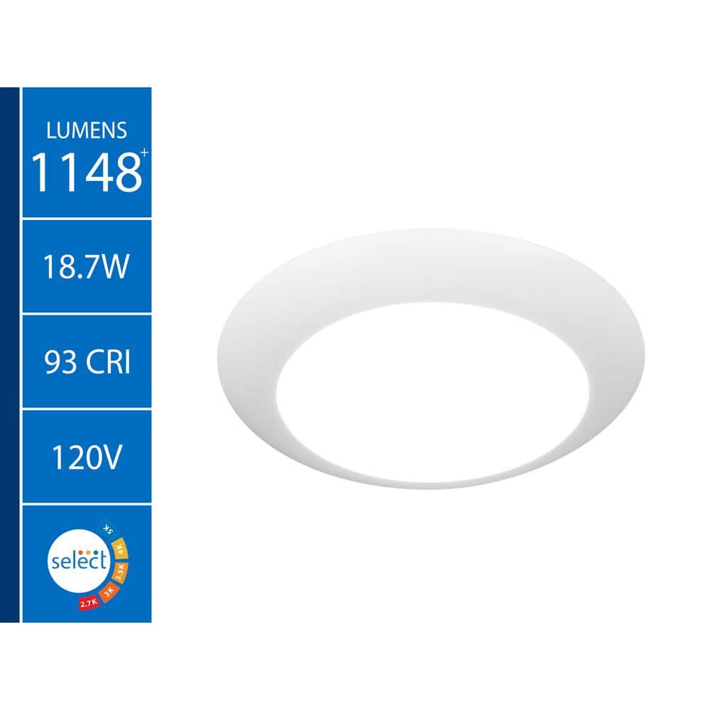 RSD 8 in. White Selectable LED Flush Mount Downlight - Hercitys
