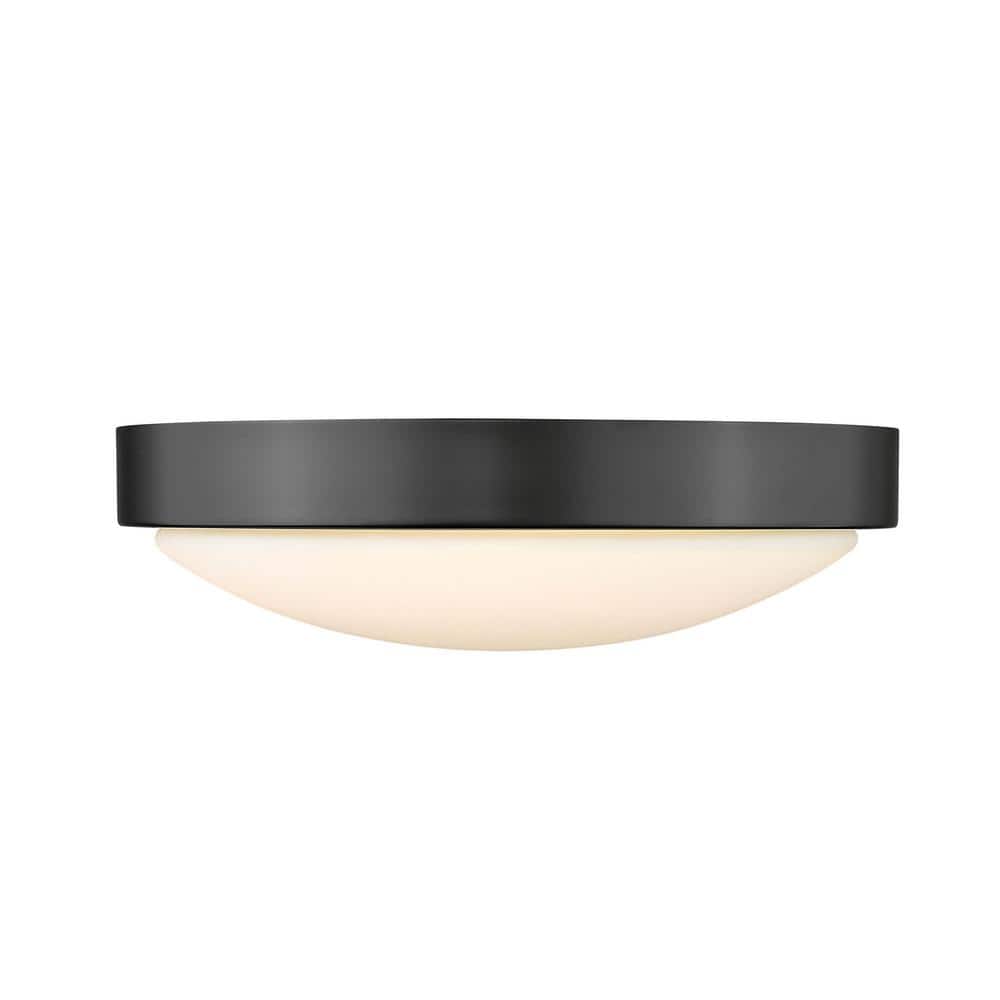 Gabi 10 in. 1-Light Matte Black Opal Glass LED Flush Mount - Hercitys