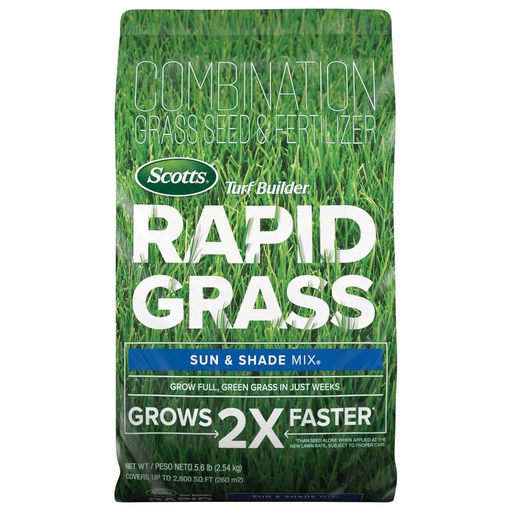 Turf Builder 5.6 lbs. Rapid Grass Sun & Shade Mix Combination Seed and Fertilizer Grows Green Grass in Just Weeks - Hercitys