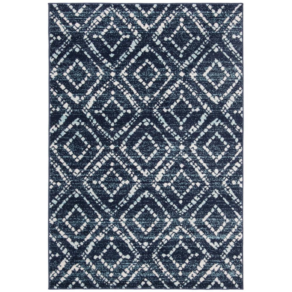 Adirondack Navy/Ivory 9 ft. x 12 ft. Geometric Area Rug - Hercitys