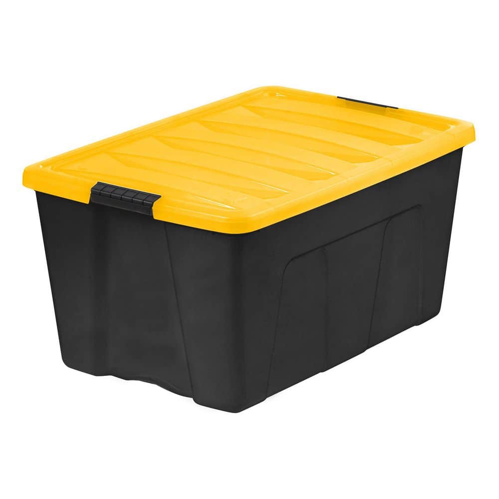 94 qt. /23.5 Gal. Plastic Storage Bins with Lids, Black Latching Stackable Totes 3Pk - Hercitys