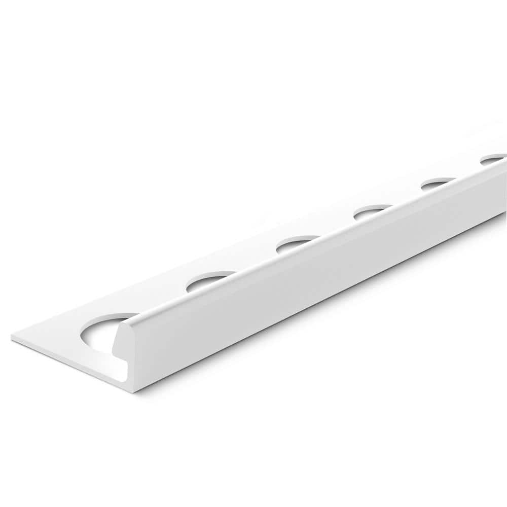 White 1/2 in. x 98 1/2 in. Aluminum L-Shaped Tile Edging Trim - Hercitys