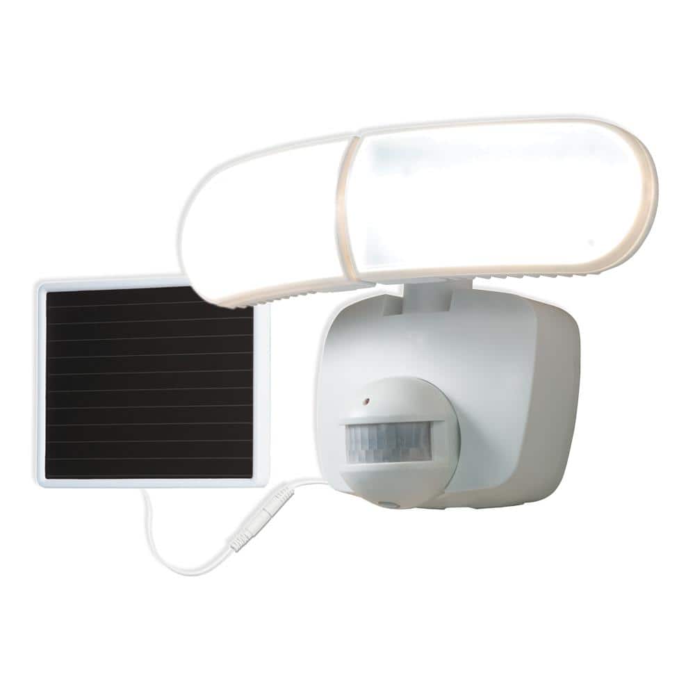 SLMT 180° White 90-Watt Equivalent, 1000-Lumens Solar Motion Integrated LED Twin Head Flood Light - Hercitys