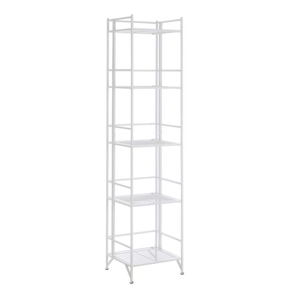 Xtra Storage 5 Tier Metal Folding Mesh White Shelving Unit (57.5 in. H x 13 in. W x 11.25 in. D) - Hercitys