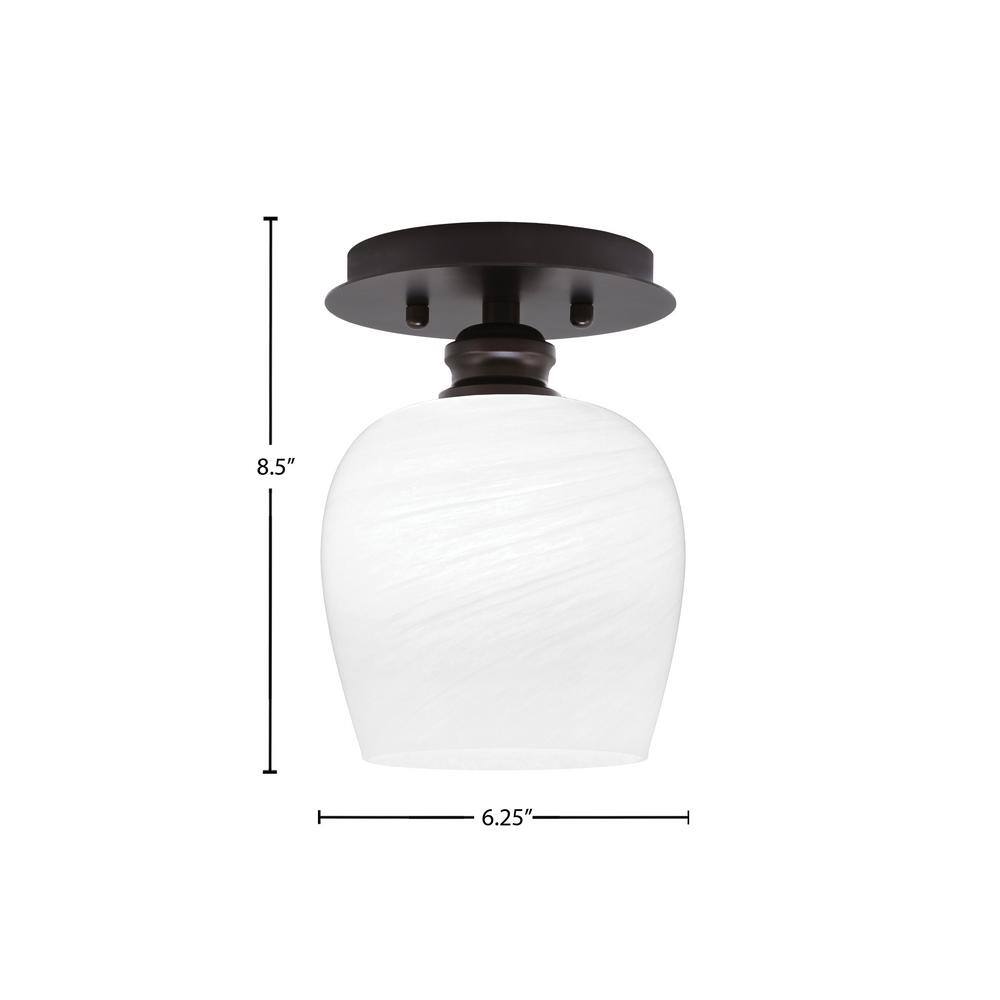 Albany 1-Light 6 in. Espresso Semi-Flush with White Marble Glass Shade - Hercitys