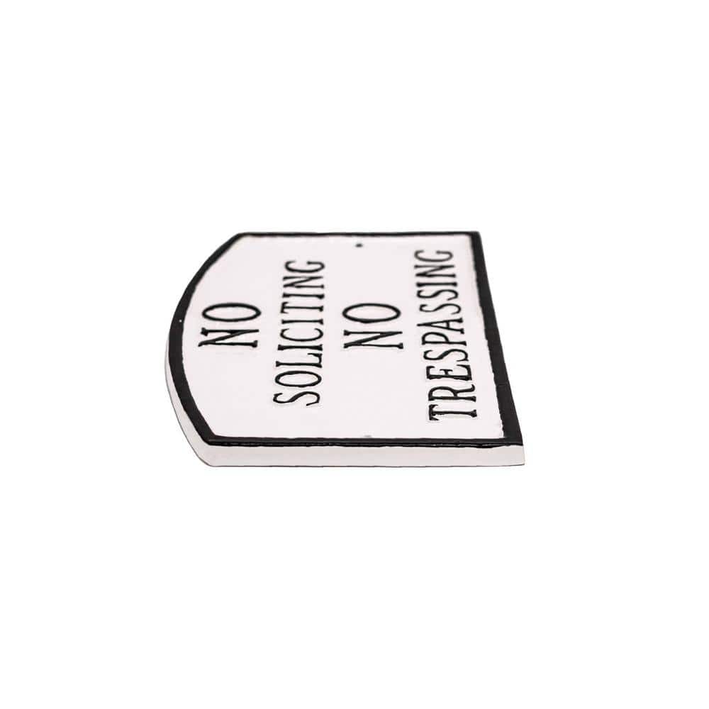 No Soliciting, No Trespassing Arch Large Statement Plaque – White/Black - Hercitys
