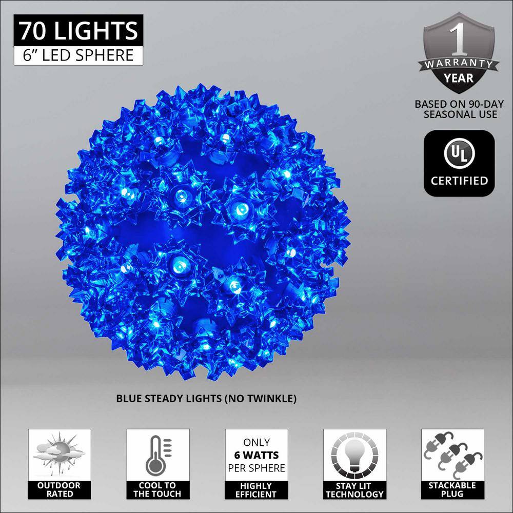 6 in. 70-Light LED Blue Decorative Starlight Sphere - Hercitys
