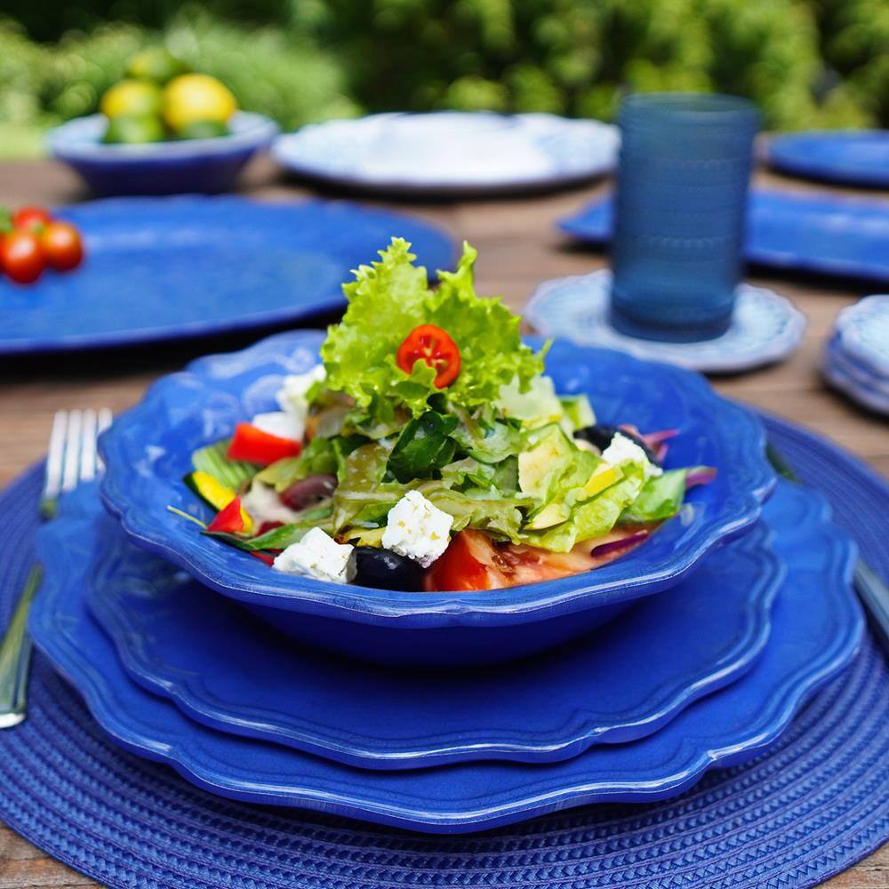 Blue Indigo Crackle 9 in. Multi-Colored Melamine Salad Plate (Set of 4) - Hercitys