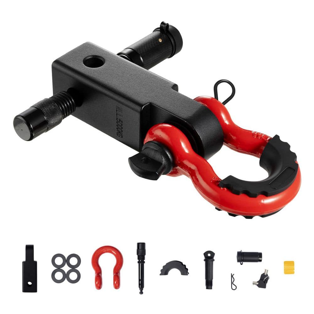 Shackle Hitch Receiver, Fits 2 in. Receivers, 66000 lbs. Breaking Strength, D Ring Shackle with Trailer Hitch Lock Pin - Hercitys