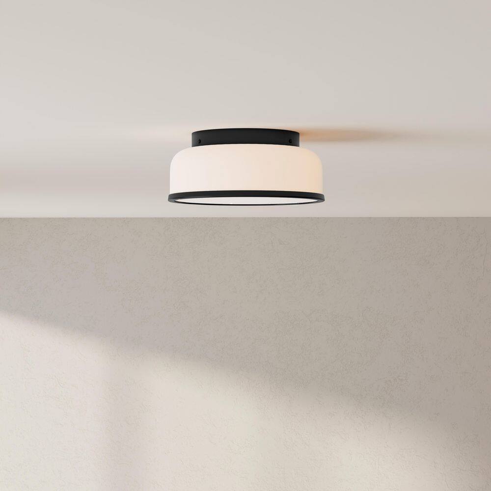 Parkhurst Collection 2-Light Matte Black New Traditional 11-1/4 in. Flush Mount Light - Hercitys