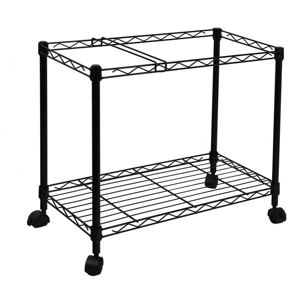 Portable 1-Tier Metal Rolling File Cart in Black - Hercitys