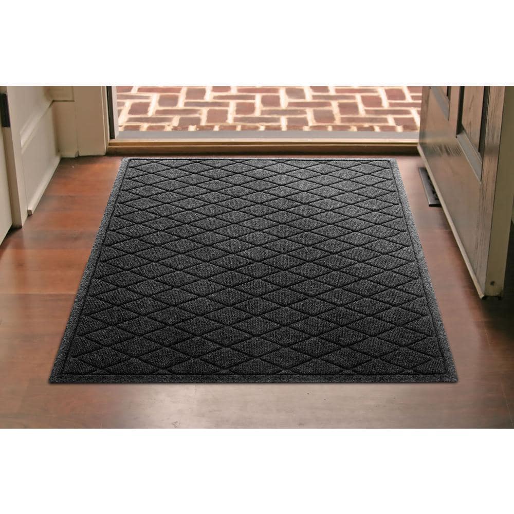 Waterhog Argyle Charcoal 34 in. x 52 in. PET Polyester Indoor Outdoor Door Mat - Hercitys
