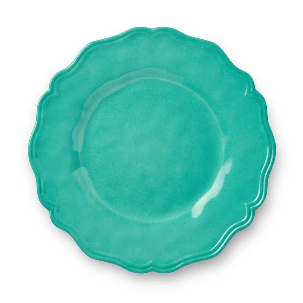 Isabella Teal Crackle Melamine Salad Plate (Set of 4) - Hercitys
