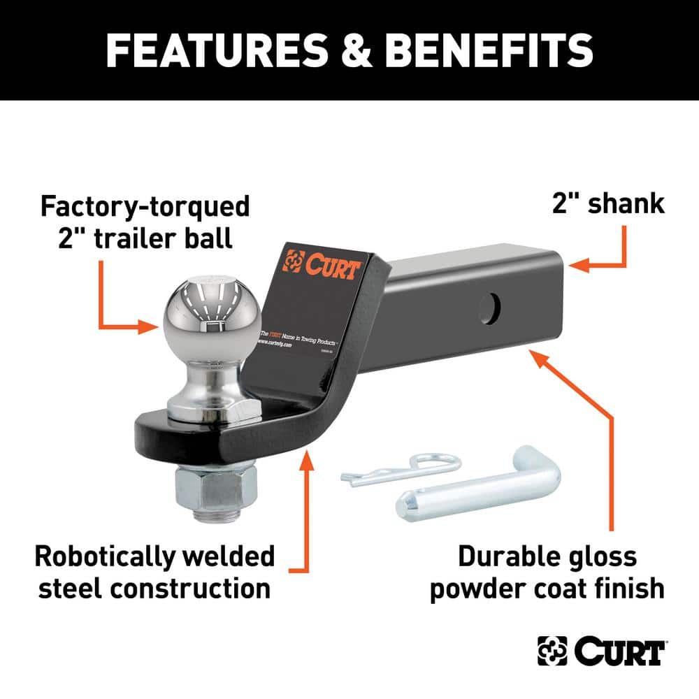 Class 3 Loaded Trailer Hitch Ball Mount with 2 in. Ball, 2 in. Shank and 2 in. Drop. 7,500 lbs. Capacity - Hercitys