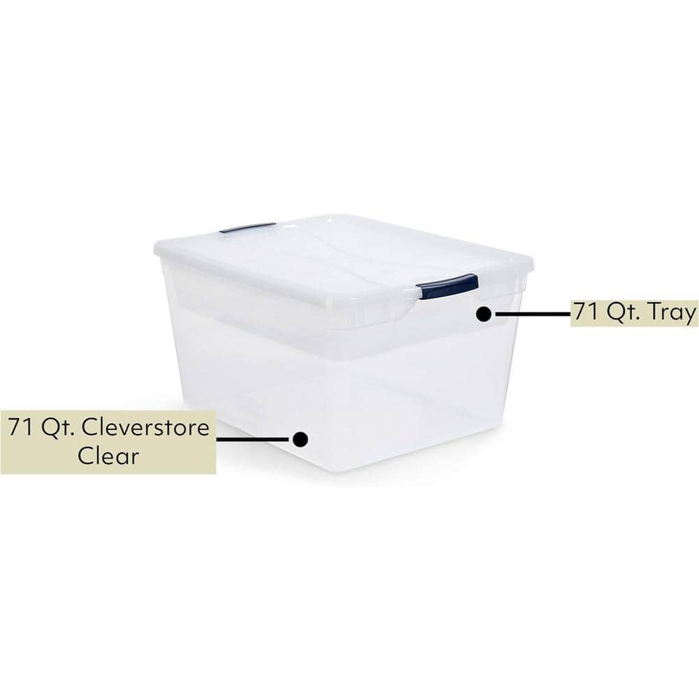 Cleverstore 71 Qt. Clear Plastic Storage Bins Bundle with Tray Inserts, Pack of 4 - Hercitys