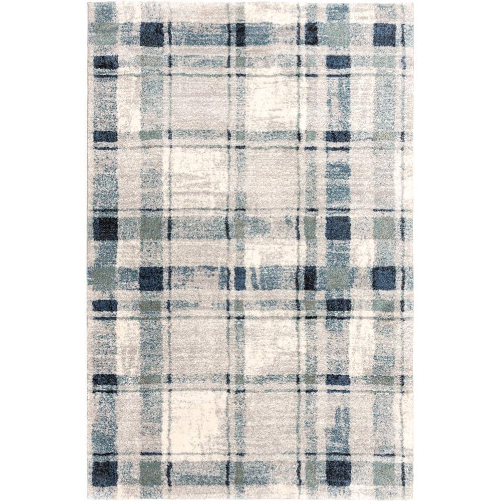 Bazaar Mirta Buff Cloud 5 ft. x 7 ft. Plaid Polypropylene Area Rug - Hercitys