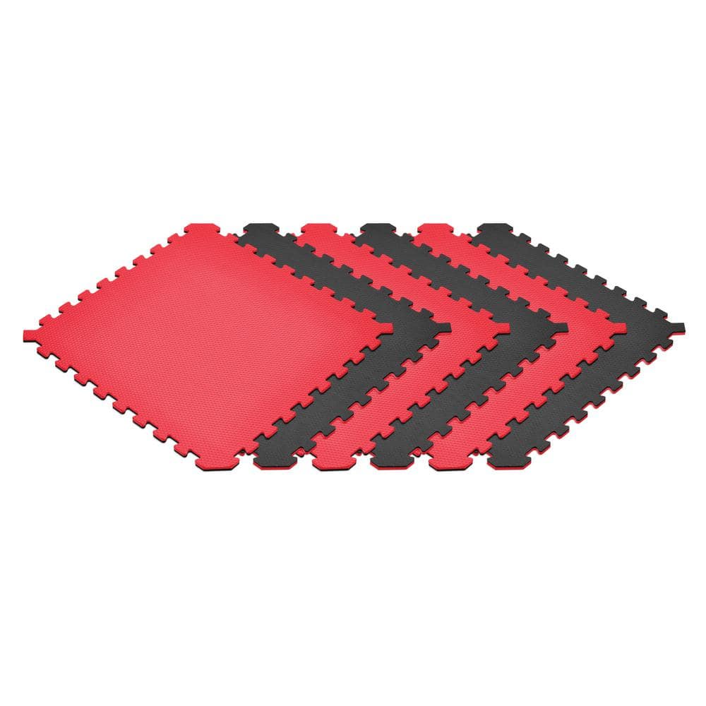 Red/Black 24 in. x 24 in. EVA Foam Truly Reversible Interlocking Tile (18-Tile) - Hercitys