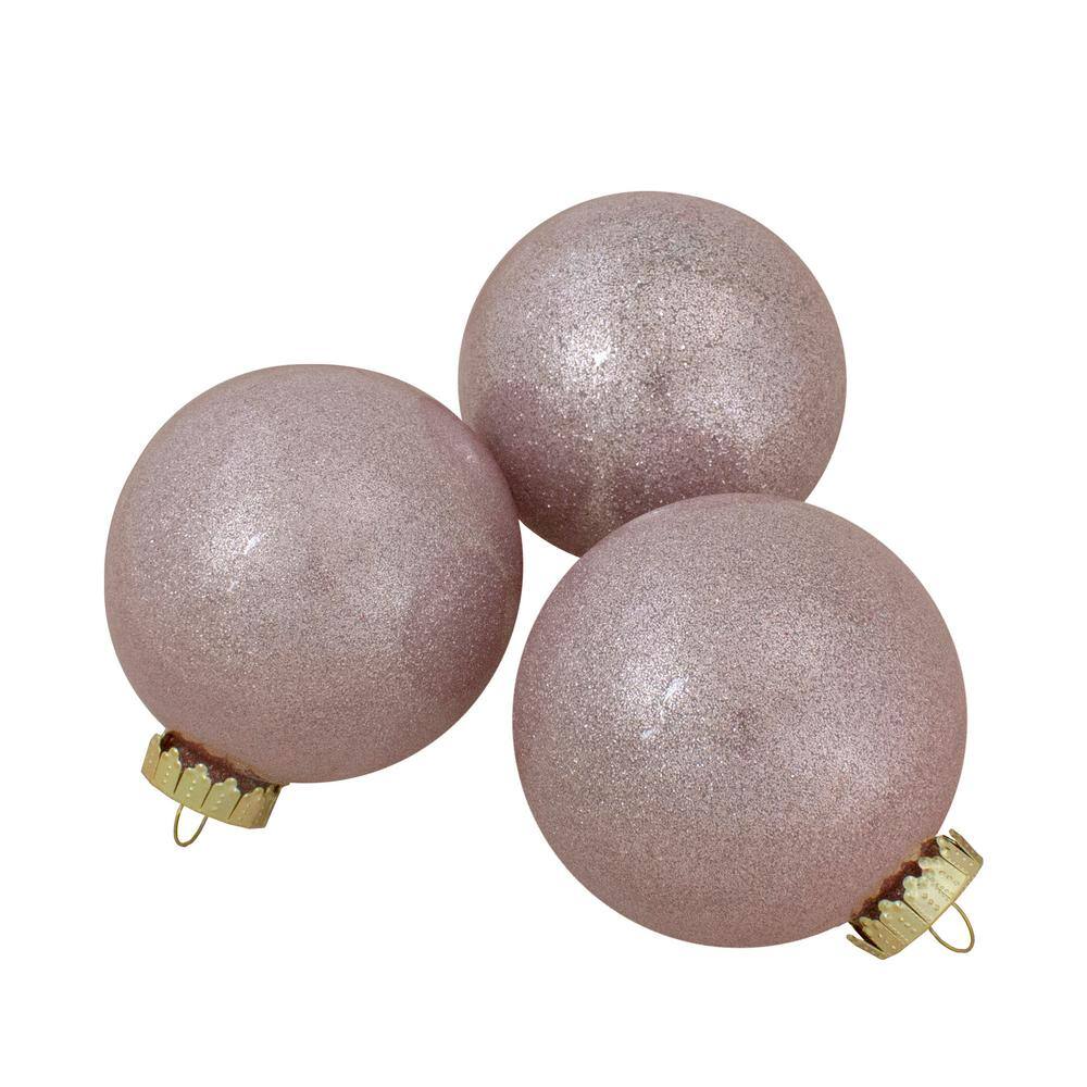 Set of 12 Blush Pink Finial and Glass Ball Christmas Ornaments - Hercitys