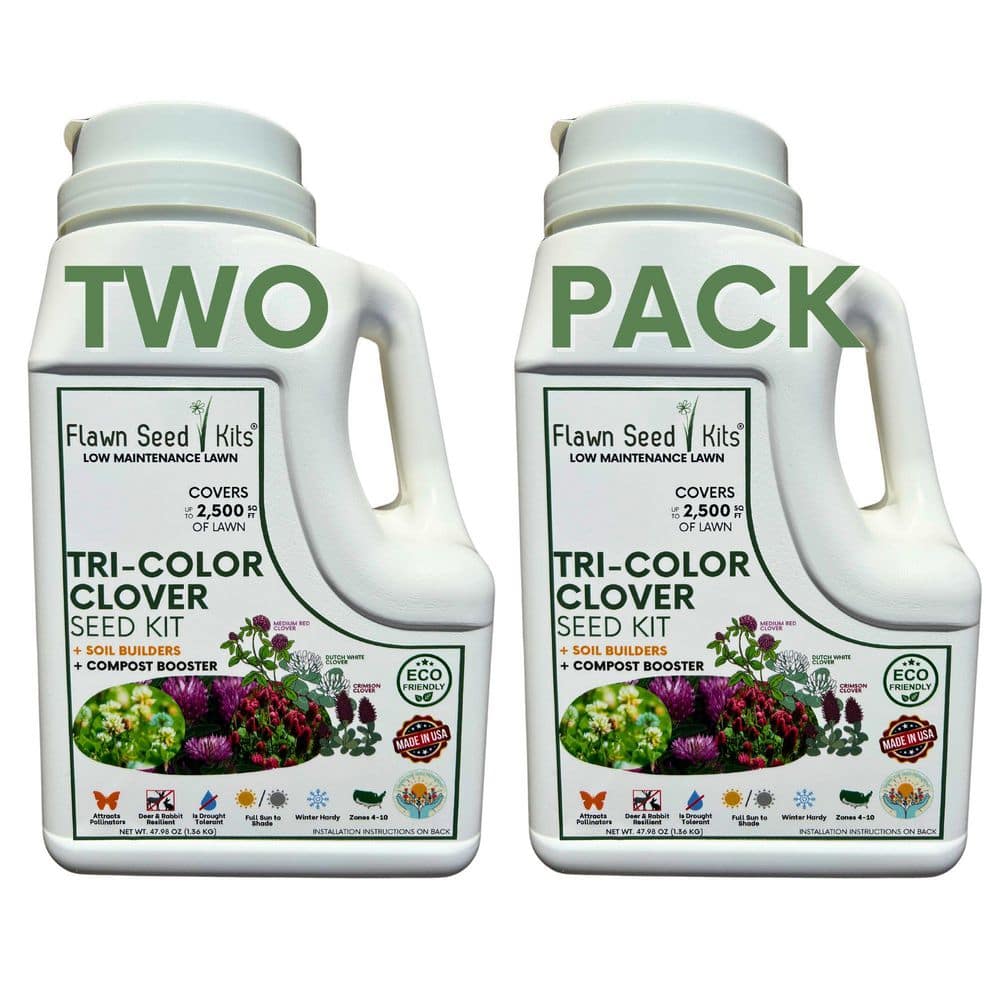 Tricolor Clover Flower Lawn Seed Kit, Easy Spread Shaker, Low Mnt, Alternative Ground Cover, Covers Up to 5,000 sq. ft. - Hercitys
