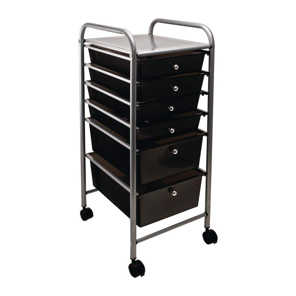 6-Drawer Metal File Organizer Cart in Smoke - Hercitys