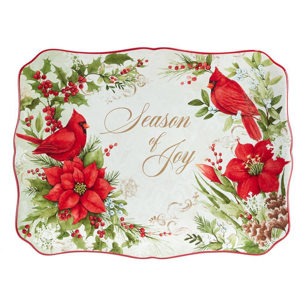 Winter’s Medley 12 in. Multi-Colored Earthenware Serving Platter - Hercitys