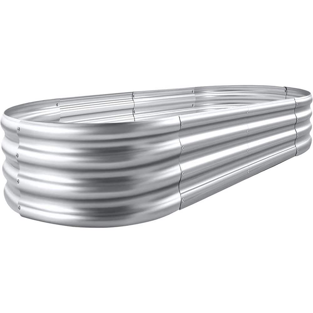 Galvanized Raised Garden Bed Kit 48in. L x 24in. W x 12in. H Oval Metal Planter Box for Vegetables Outdoor Durable - Hercitys