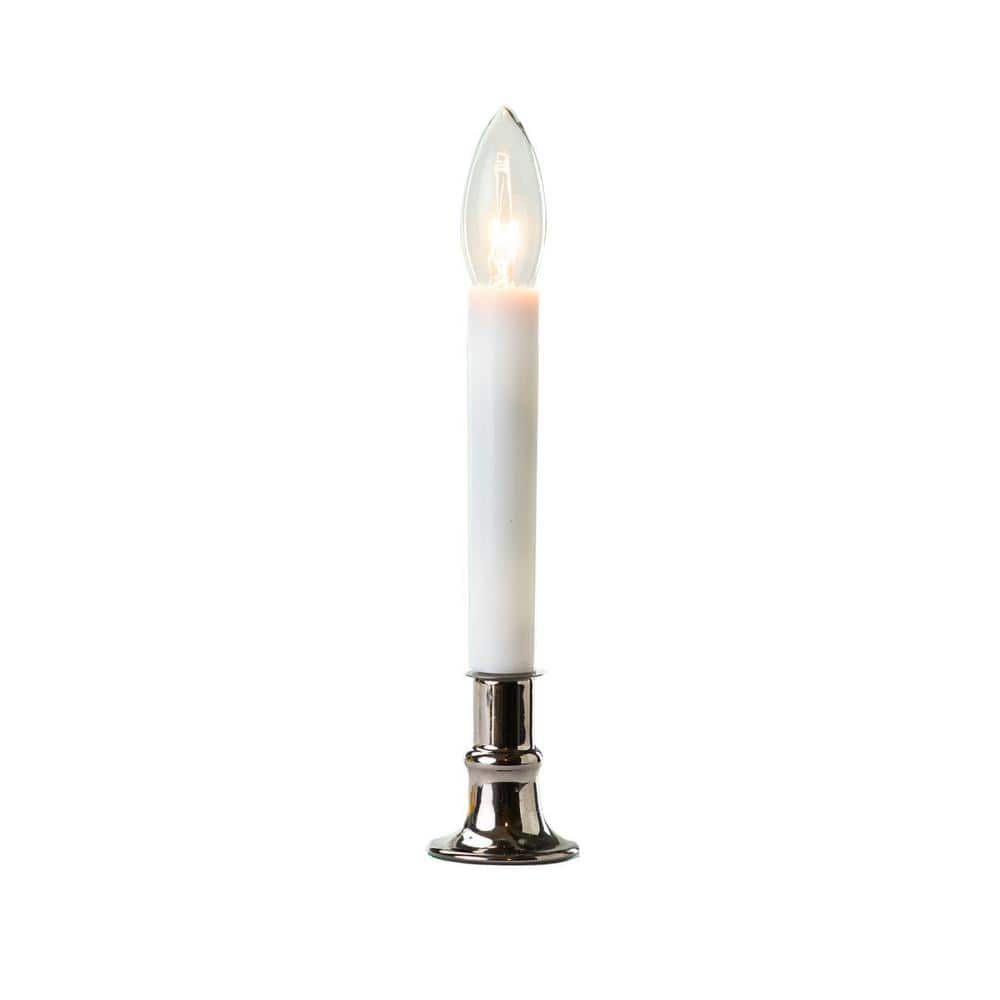 9 in. Electric Window Candle Dark Pewter w/Warm White LED Bulb and Sensor 4-Piece Set - Hercitys