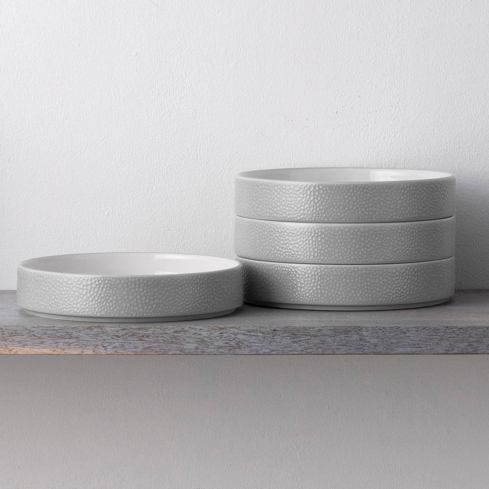 Colortex Stone Gray 7.5 in. Porcelain Deep Plates, (Set of 4) - Hercitys
