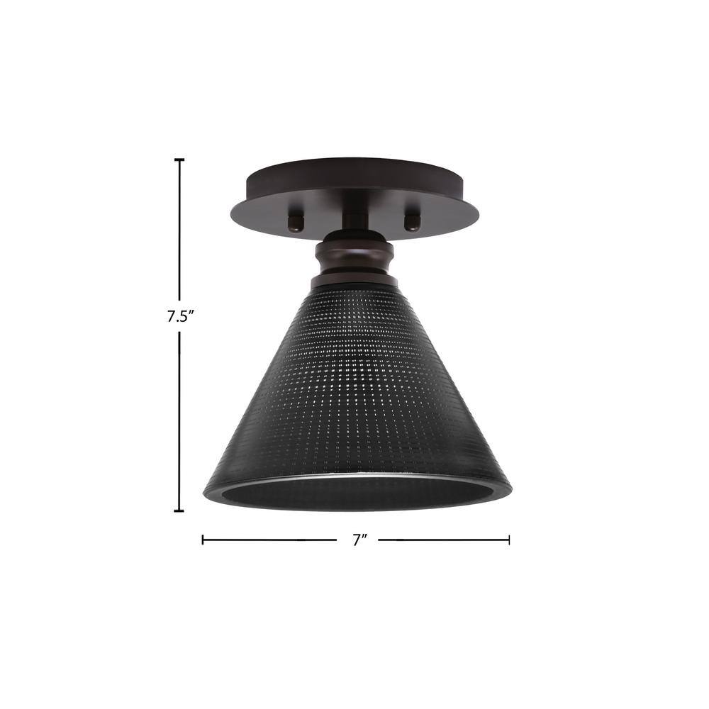 Albany 1-Light 7 in. Espresso Semi-Flush with Black Matrix Glass Shade - Hercitys