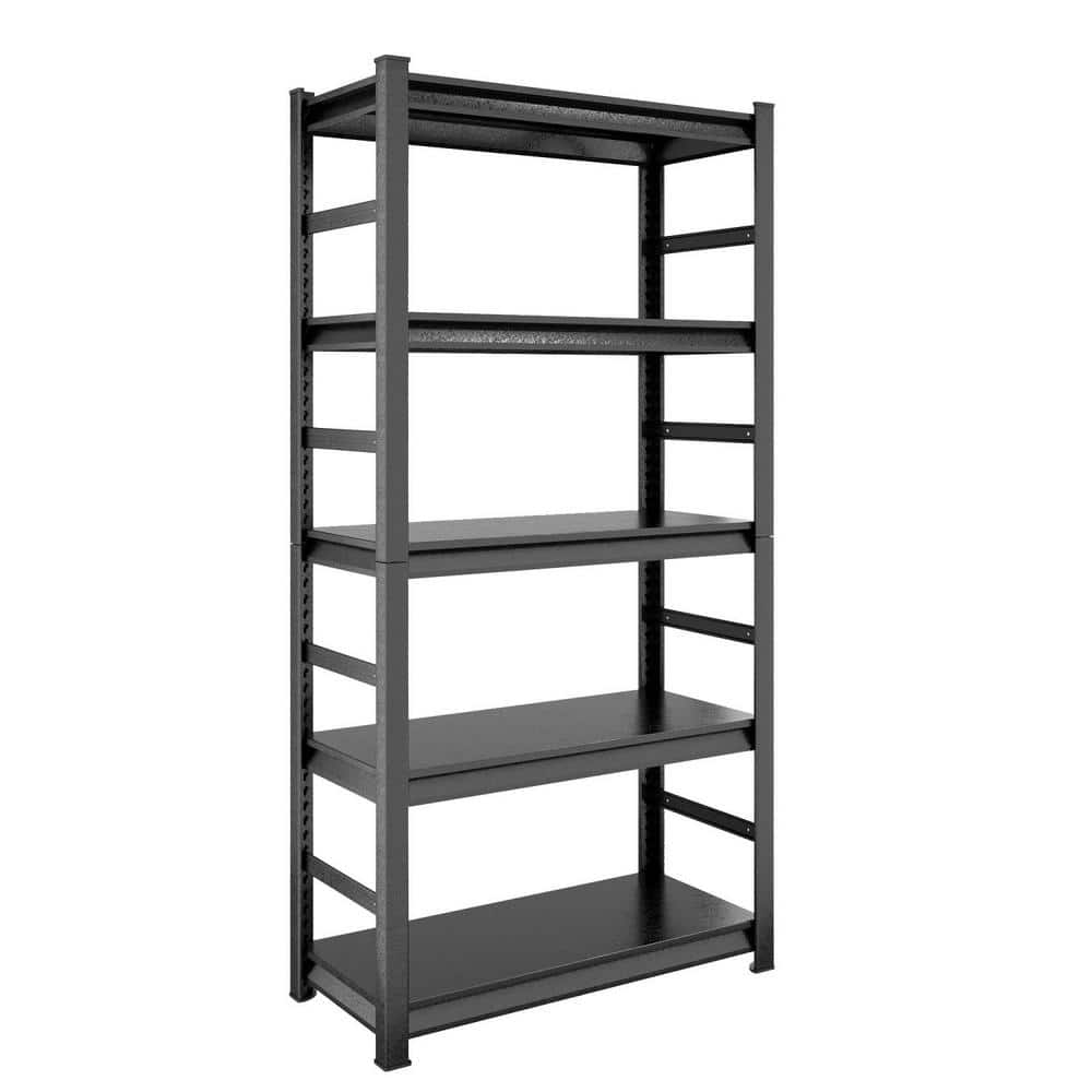 Black 5-Tier Heavy-Duty Metal Solid Garage Storage Shelving (35.4 in. W x 72 in. H x 15.7 in. D) - Hercitys