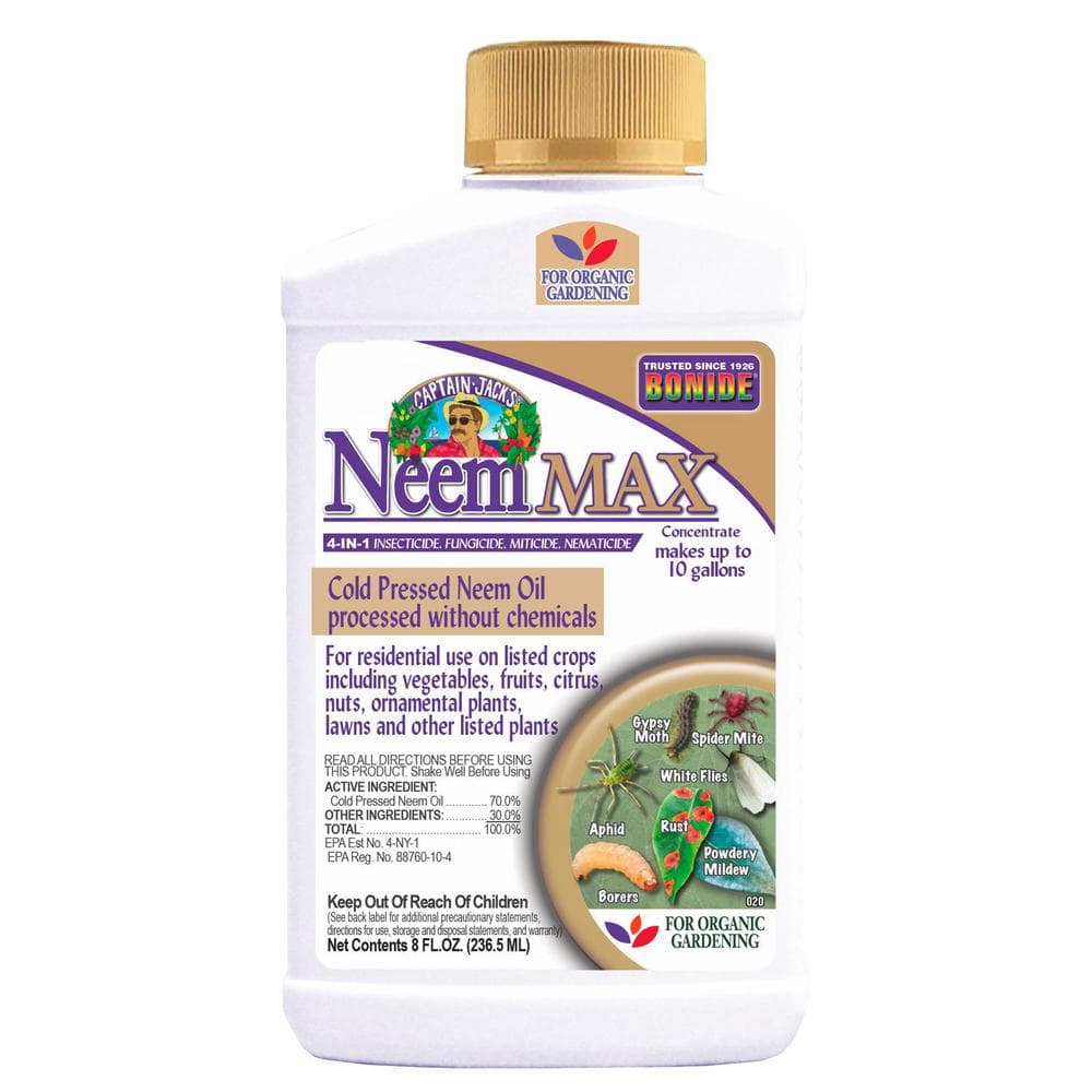 Captain Jack’s Neem Max, 8 oz Concentrated Cold Pressed Neem Oil, Insecticide, Fungicide, Miticide and Nematicide - Hercitys