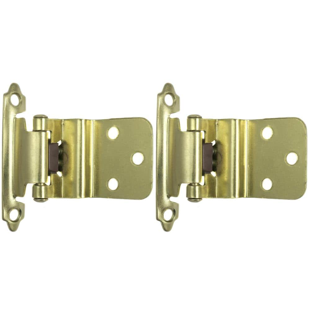 Face Frame Inset Polished Brass 3/8 inch Inset Self-Closing Hinge (25 -Pack) - Hercitys