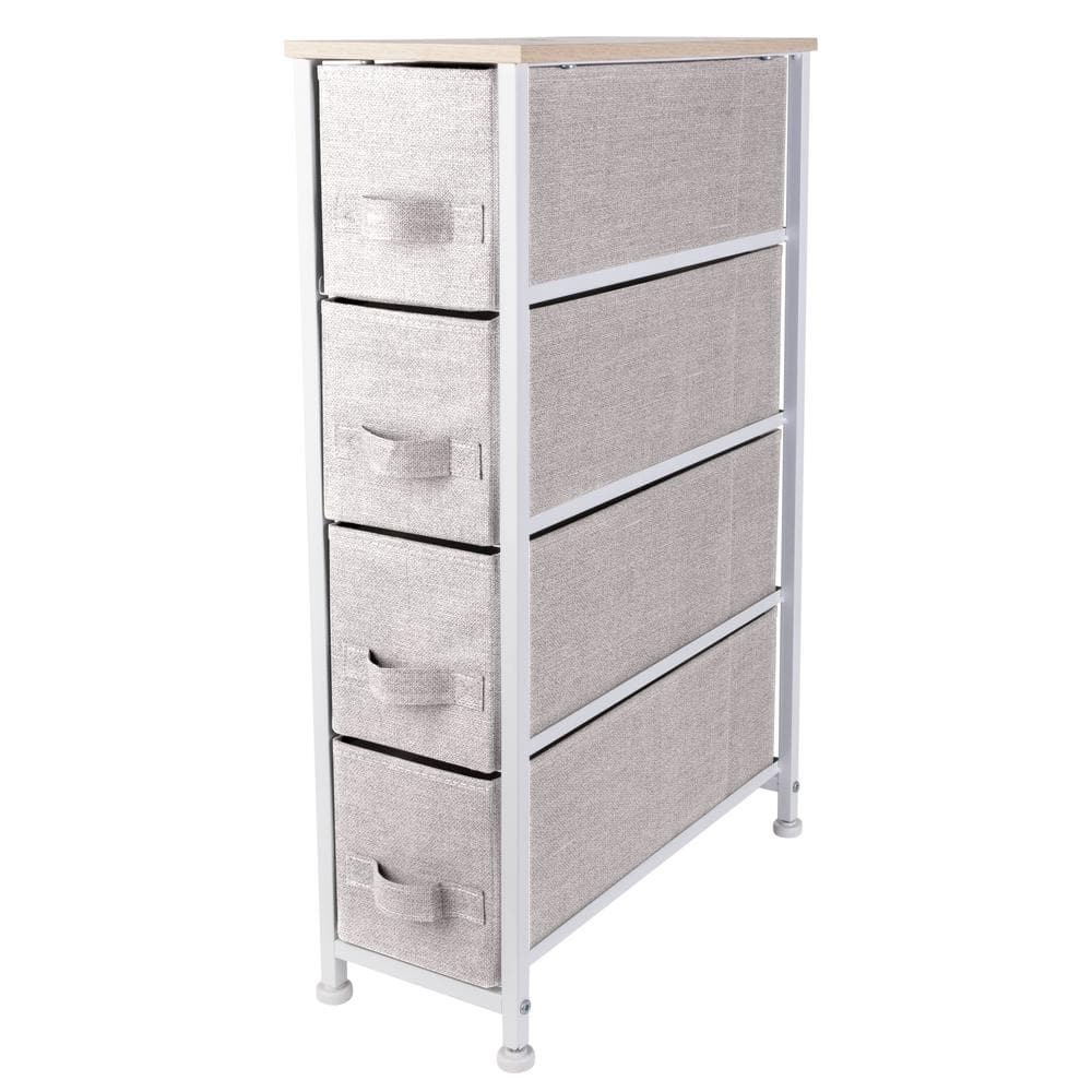 7.9 in. x 18.9 in. x 29.7 in. 4-Drawer Narrow Storage Chest in Beige - Hercitys