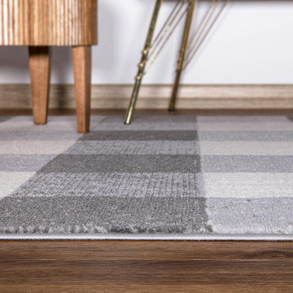 Plaid Check Farmhouse Gray 5 ft. x 7 ft. Area Rug - Hercitys
