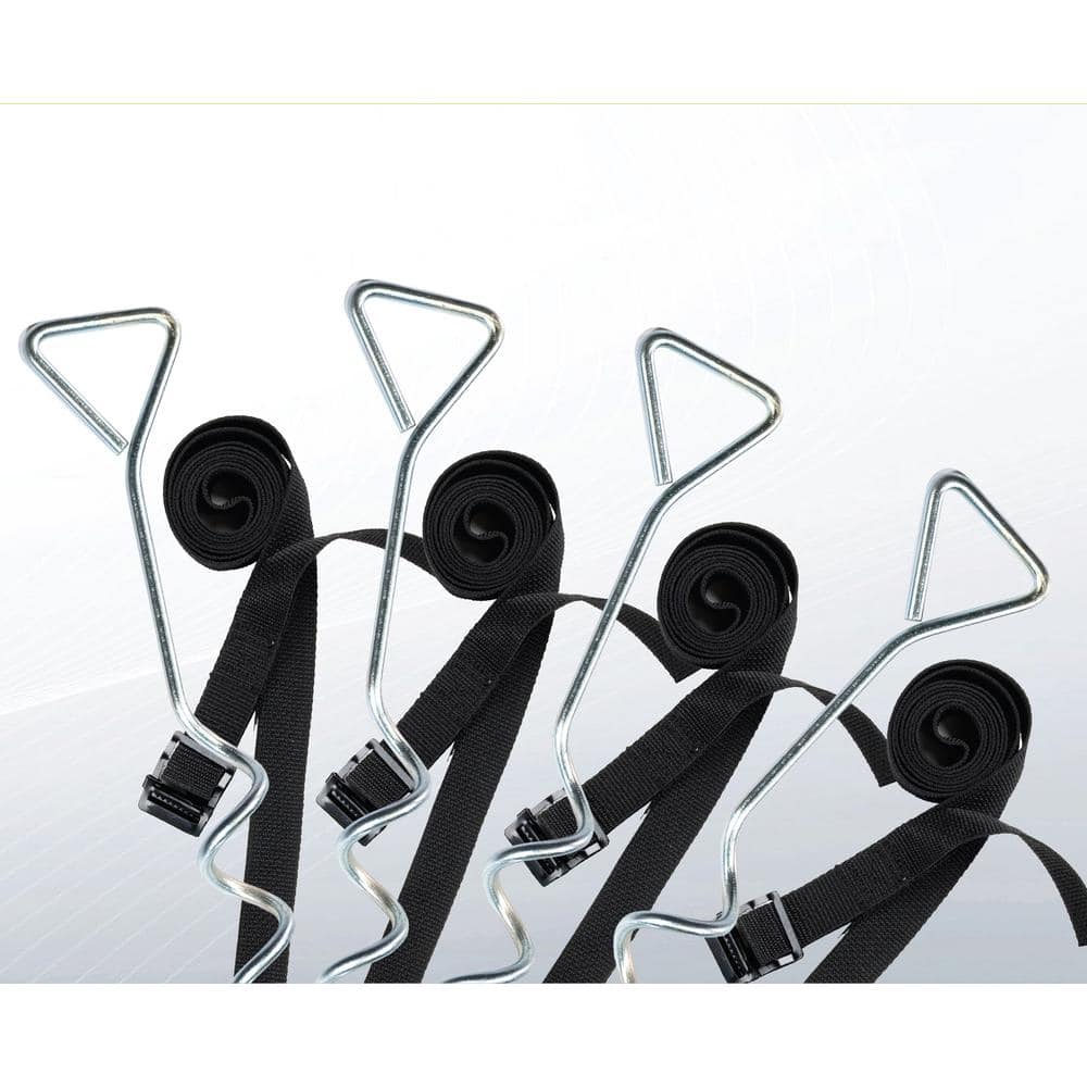 Anchor Kit 16 ft. x 8 mm x 3 in. 4 Steel Peg Anchors with Straps for Carport - Hercitys