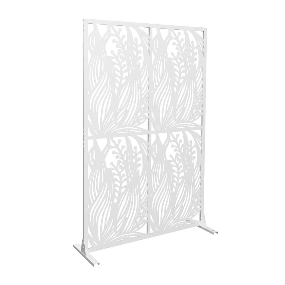 72″ H x 45″ W Metal Privacy Screen Freestanding Decorative Panels Garden Fence Outdoor, Indoor Divider Pot Trellis White - Hercitys