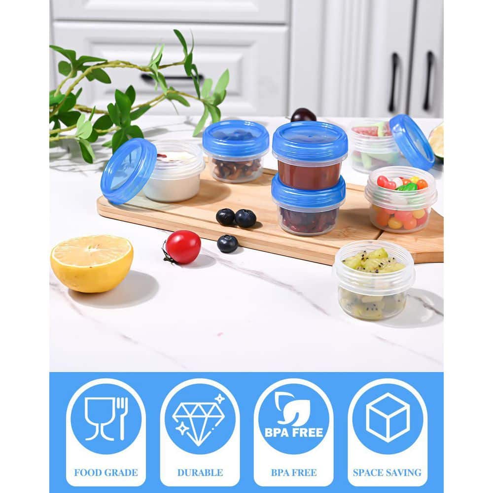 Salad Dressing Containers 8 Piece Reusable 2 oz Easy Open Leak-Proof Twist Top Lids BPA Free Microwave, Food Storage - Hercitys