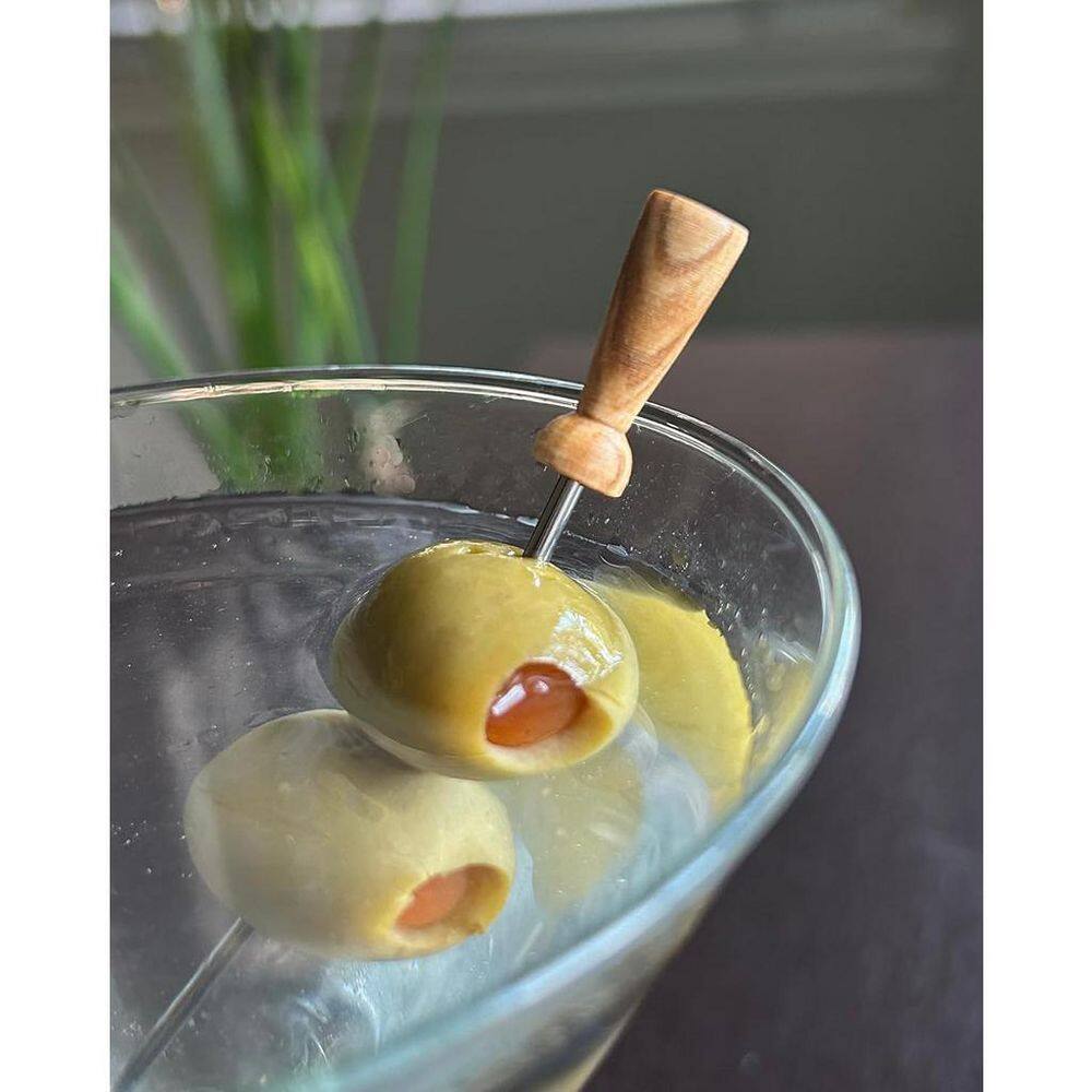 Olivewood Stainless Steel Steel Cocktail Picks Set Of 6, Brown - Hercitys