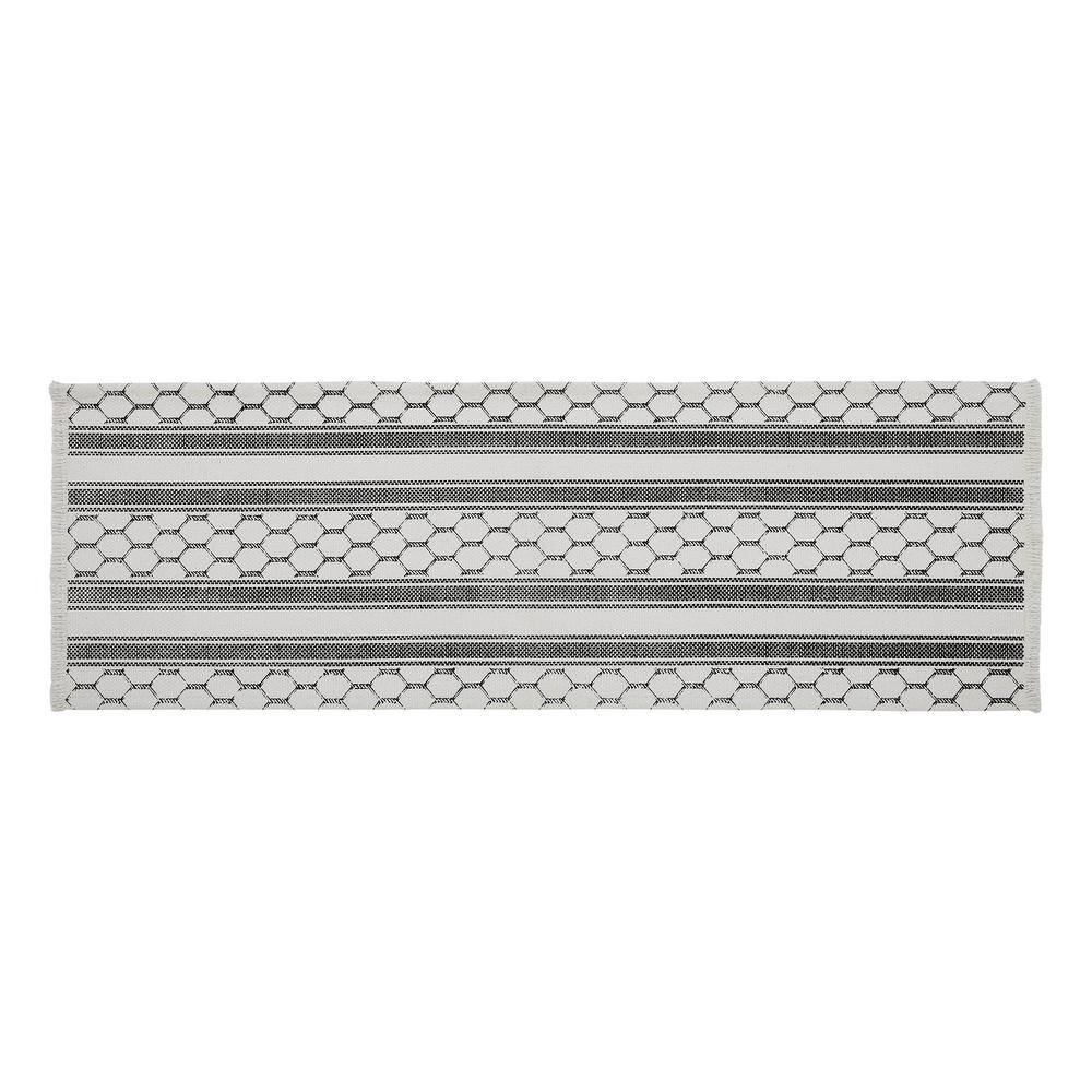 Down Home 12 in. W x 36 in. L Black White Chicken Wire Cotton Table Runner - Hercitys
