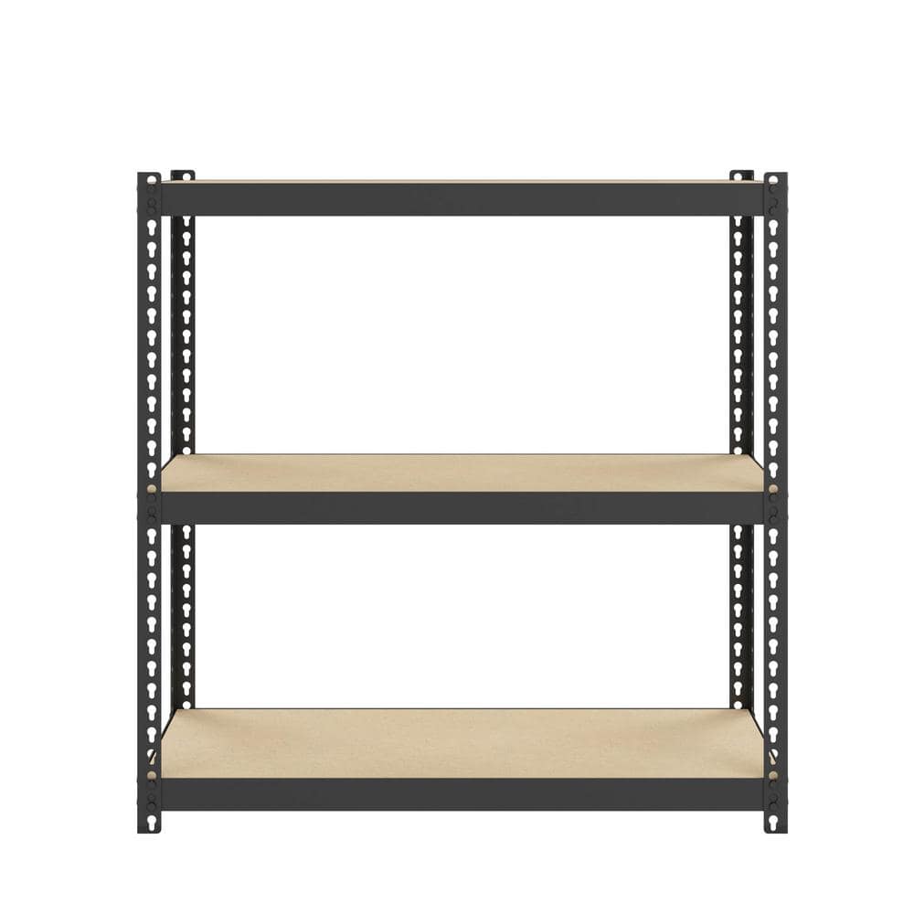 Riveted Garage Storage Shelving Unit, 3-Shelf Steel Black Unit 30 in. W x 30 in. H x 12 in. D - Hercitys