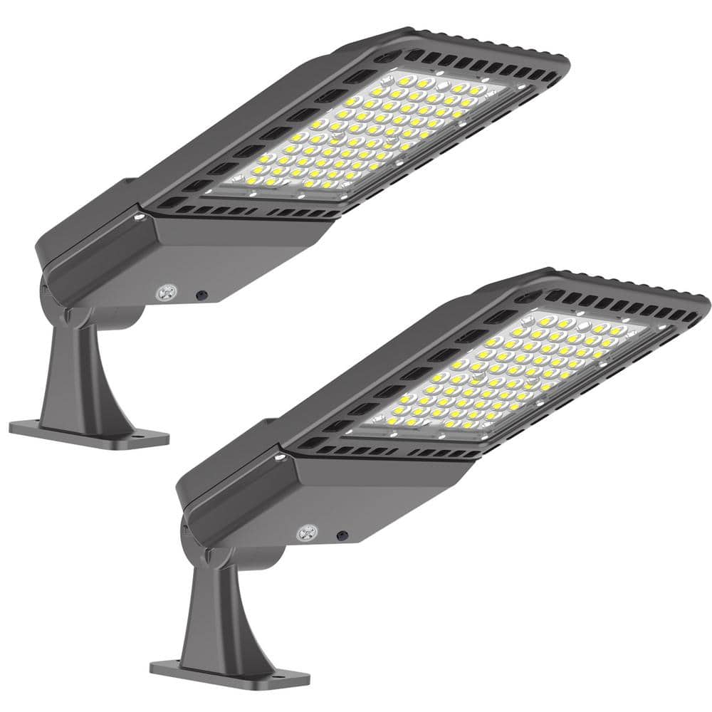 800- Watt Equivalent Integrated LED Bronze Dusk to Dawn Arm Mount LED Street Area Light, 5000K Parking Lot Light 2 Pack - Hercitys