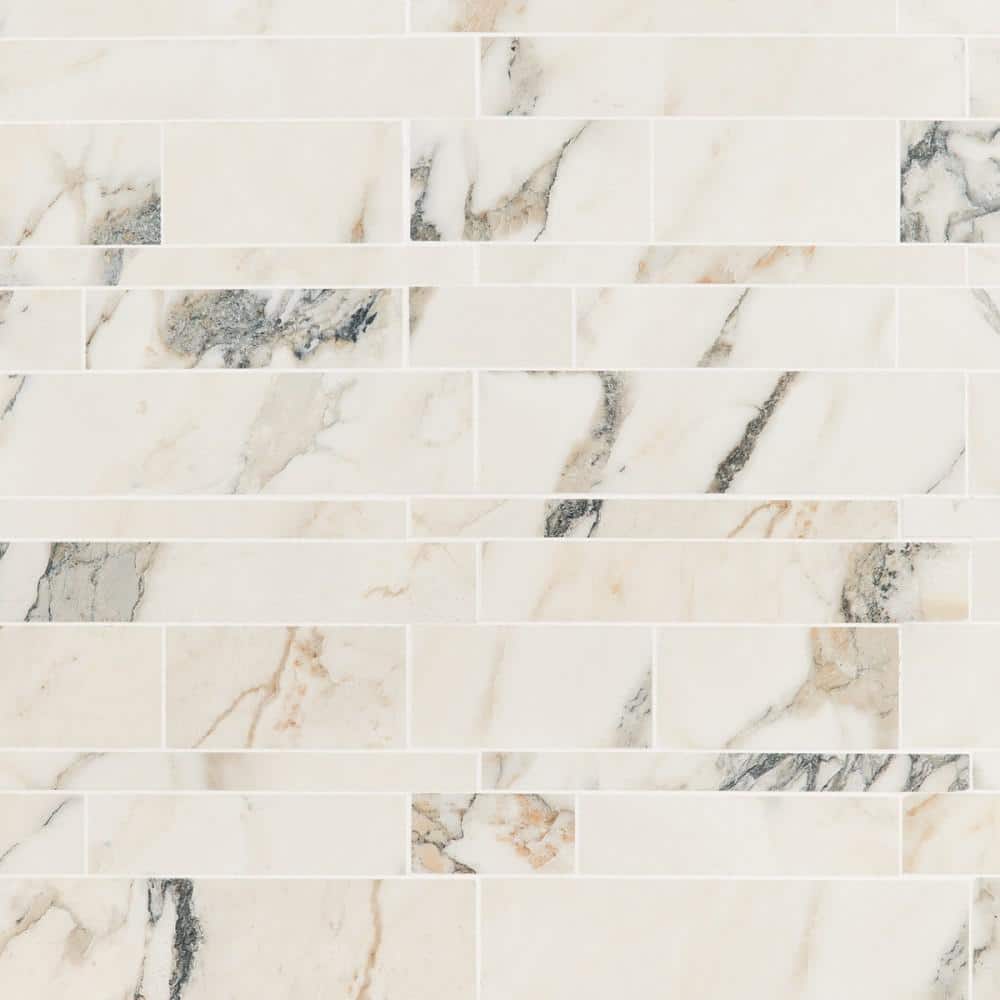 Saroshi Calacatta Rustico 11.41 in. x 11.69 in. Matte Porcelain Floor and Wall Mosaic Tile (0.92 sq. ft./Each) - Hercitys
