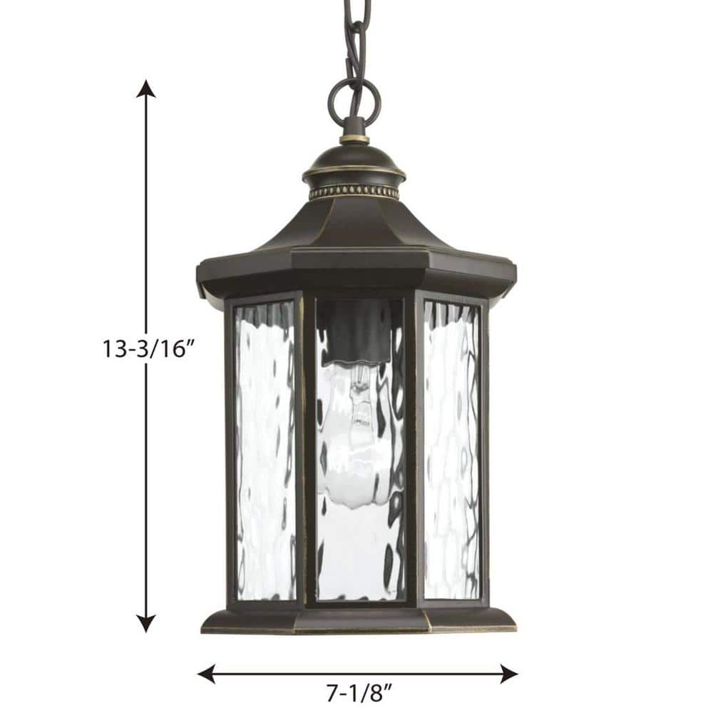 Edition Collection 1-Light Antique Bronze Water Glass Traditional Outdoor Hanging Lantern Light - Hercitys
