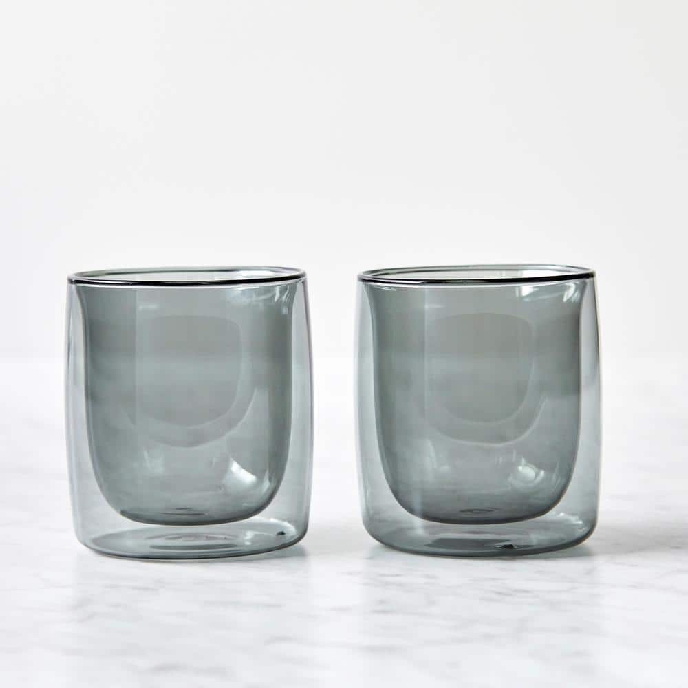 Sorrento 2-pc Double-Wall Tumbler Glass Set – Smoke Grey - Hercitys