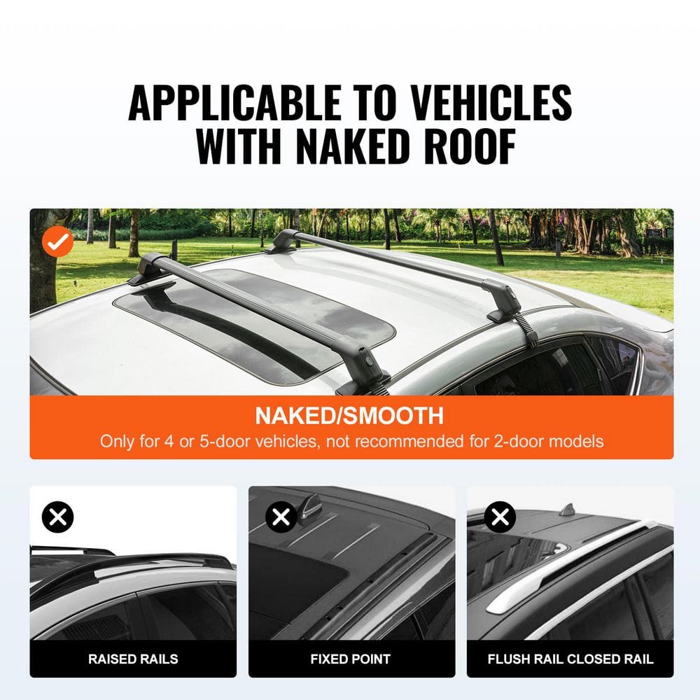 Universal Roof Rack Cross Bars, 41.3 in. Aluminum Roof Rack Crossbars, Fit Roof, 155 lbs. Adjustable Bare Roof Crossbars - Hercitys