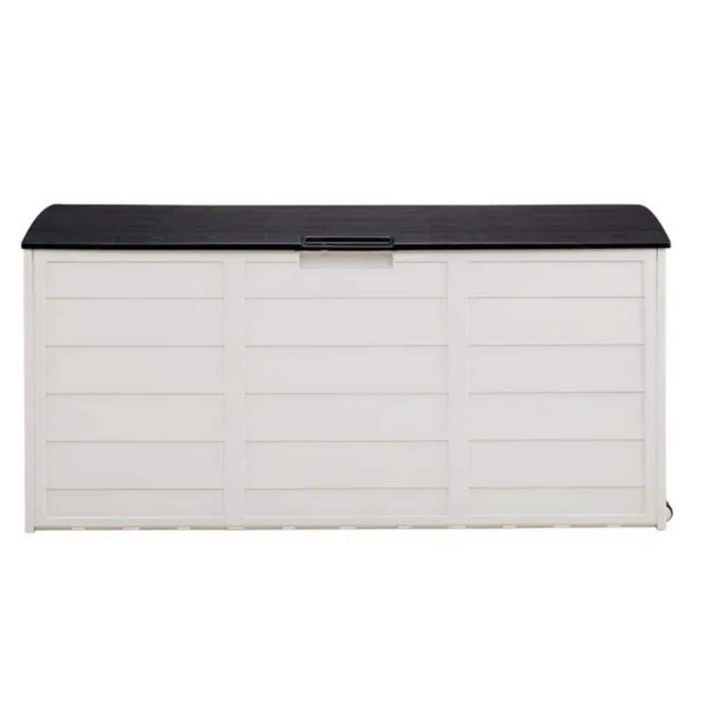 75 Gal. Outdoor Garden Plastic Storage Deck Box Chest Tools Cushions Toys Lockable Seat - Hercitys