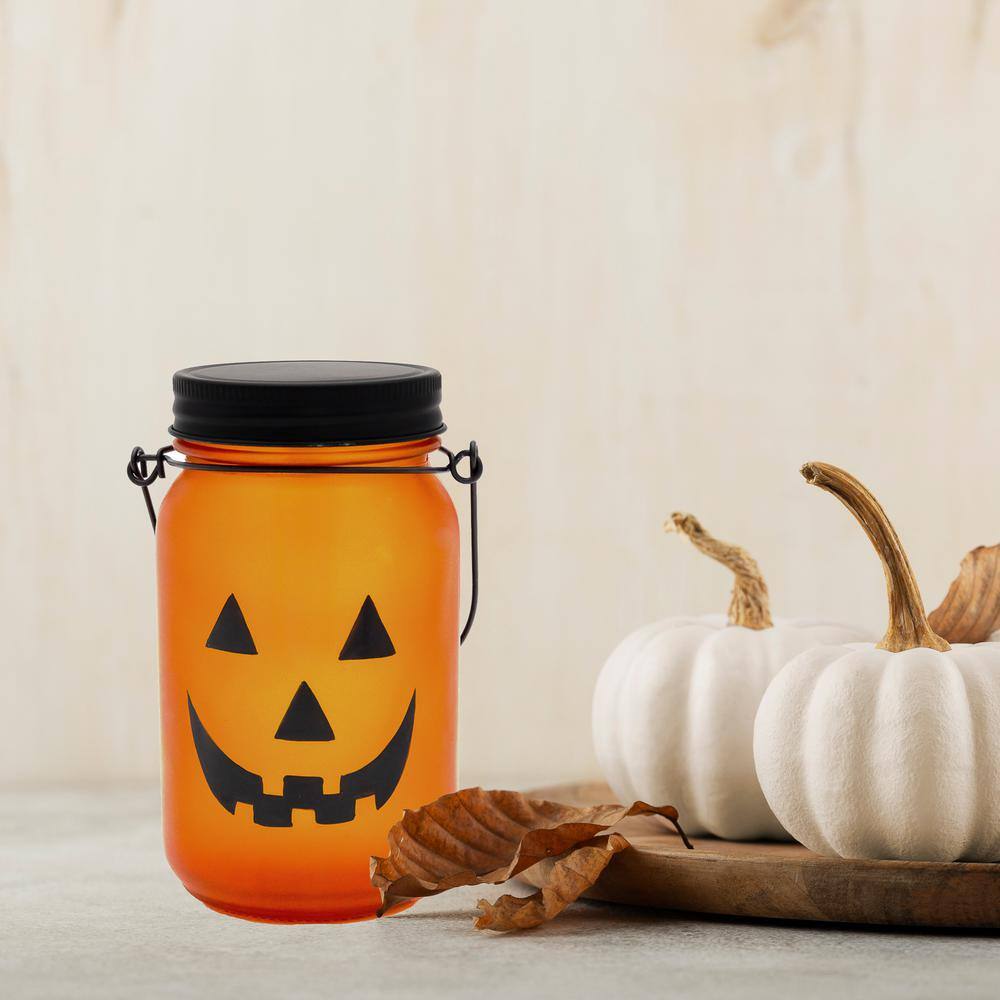 Battery Operated Flame Effect Jack O’Lantern Mason Jar - Hercitys