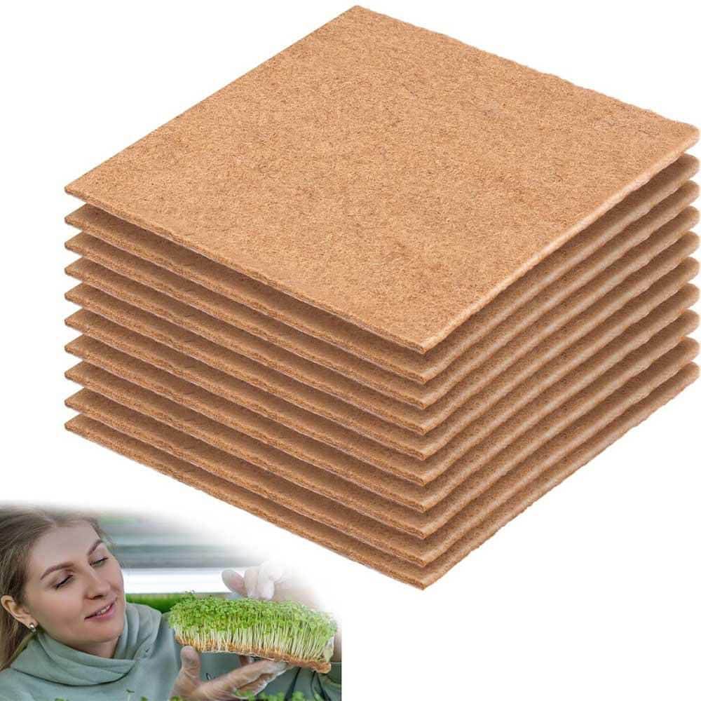 Jute Microgreens Grow Mats 10 in. x 10 in. Biodegradable Hydroponic Growing Trays Natural Jute Fiber - Hercitys