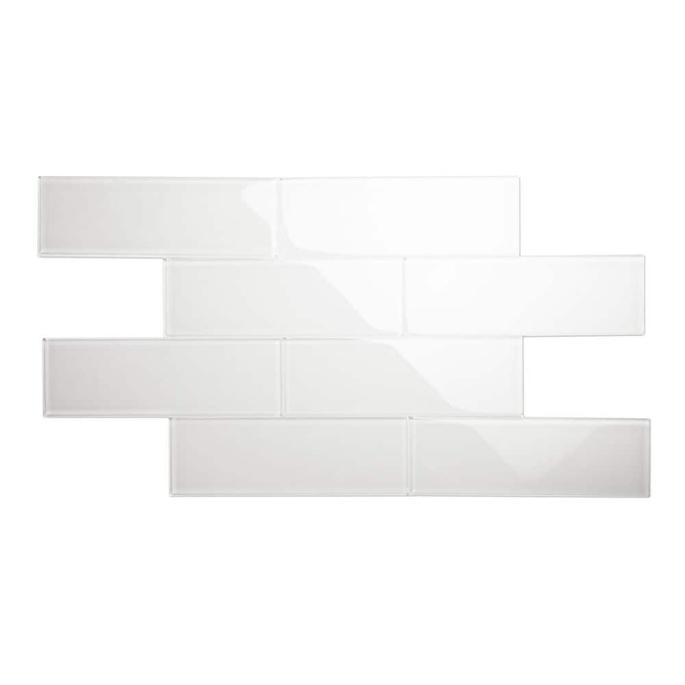 Alabaster 4 in. x 12 in. x 8mm Glass Subway Wall Tile (5 sq. ft./Case) - Hercitys