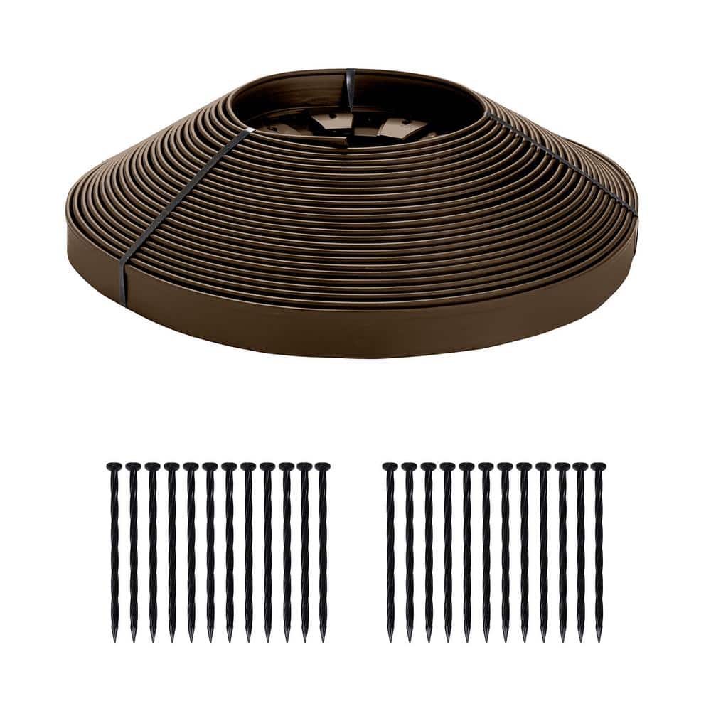 75 ft. L x 2.5 in. W x 1.7 in. H Commercial Grade Brown Plastic No-Dig Edging Kit - Hercitys